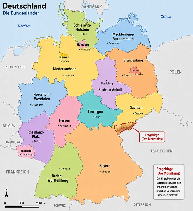 duitsland-ertsgebergte-map Kaart Ertsgebergte in Duitsland